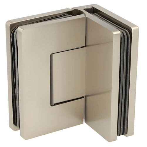 Glass-to-Glass 90 Door Hinge with Snap-on Cover & Concealed Screws, Angle Adjustable