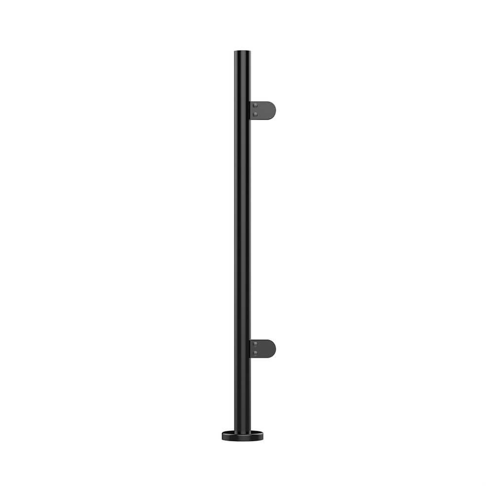 Black Balustrade Post with Glass Clamps