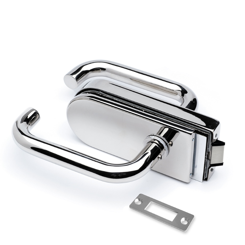 Stainless Steel Glass Door Latch with Lever Handles WalltoGlass