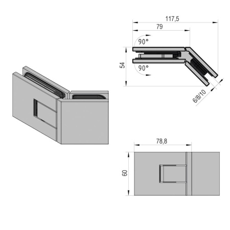 Prime Glass Door Hinge Set - Glass-to-Glass 135