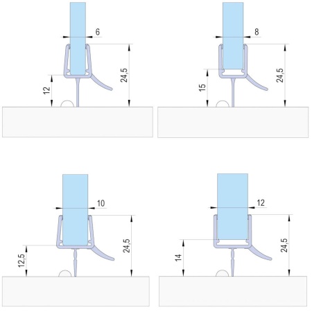 Shower Door Bottom Seal with Water Deflector